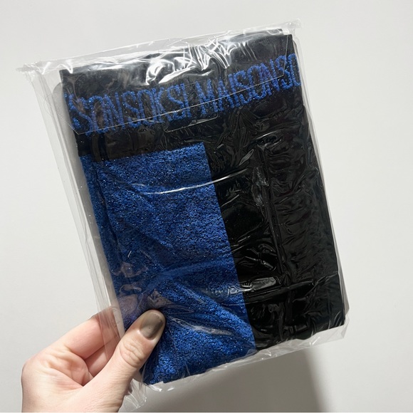 Maison Soksi electric blue black colorblock panel No Soul tights M-L - Picture 4 of 10